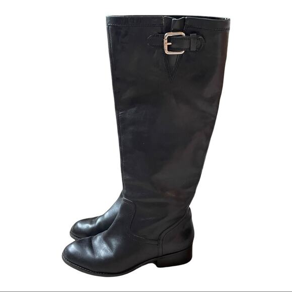 Lauren Ralph Lauren Black Leather Pull On Boots - Picture 5 of 9